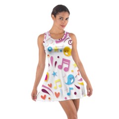 Love Cute Cartoon Seamless Shading Cotton Racerback Dress by Jancukart