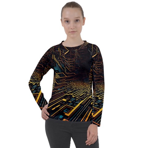 Data Technology Coding Pattern Women s Long Sleeve Raglan Tee by Jancukart