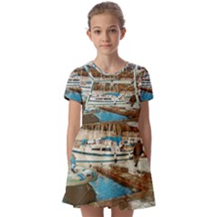 Alone On Gardasee, Italy  Kids  Short Sleeve Pinafore Style Dress by ConteMonfrey