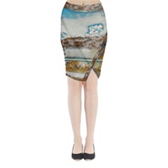 Side Way To Lake Garda, Italy  Midi Wrap Pencil Skirt by ConteMonfrey