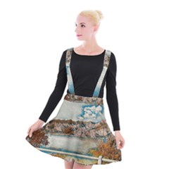 Side Way To Lake Garda, Italy  Suspender Skater Skirt by ConteMonfrey