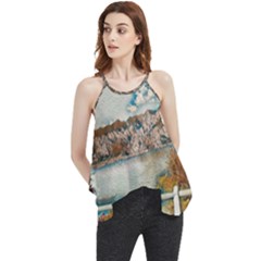 Side Way To Lake Garda, Italy  Flowy Camisole Tank Top by ConteMonfrey