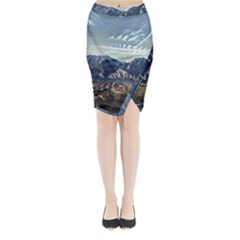 Lake In Italy Midi Wrap Pencil Skirt by ConteMonfrey