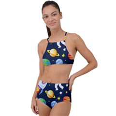 Space Galaxy Seamless Background High Waist Tankini Set by Jancukart