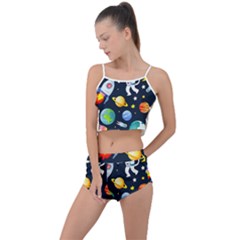 Space Galaxy Seamless Background Summer Cropped Co-ord Set by Jancukart