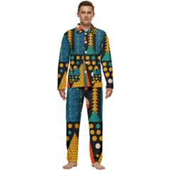 Christmas Pattern Men s Long Sleeve Velvet Pocket Pajamas Set by Jancukart