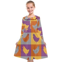 Chickens Pixel Pattern - Version 1a Kids  Midi Sailor Dress by wagnerps