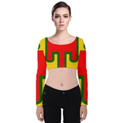 Auvergne Flag Velvet Long Sleeve Crop Top by tony4urban