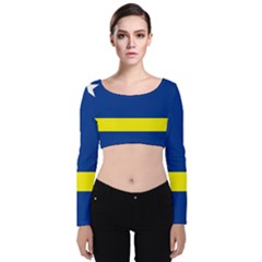 Curacao Velvet Long Sleeve Crop Top by tony4urban