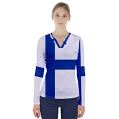 Finland V-neck Long Sleeve Top by tony4urban