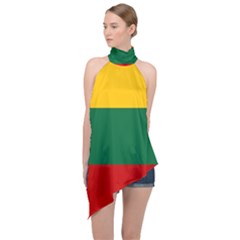 Lithuania Halter Asymmetric Satin Top by tony4urban