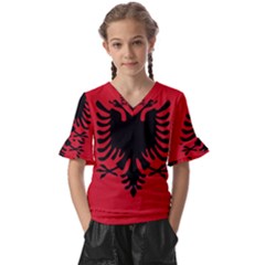 Albania Kids  V-neck Horn Sleeve Blouse by tony4urban