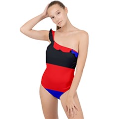 East Frisia Flag Frilly One Shoulder Swimsuit by tony4urban