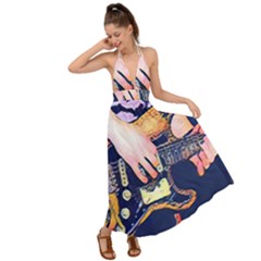 Stevie Ray Guitar  Backless Maxi Beach Dress by StarvingArtisan