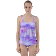 Bright Colored Stain Abstract Pattern Twist Front Tankini Set by dflcprintsclothing