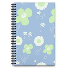 Daisy Flowers Pastel Green White Blue  5 5  X 8 5  Notebook by Mazipoodles