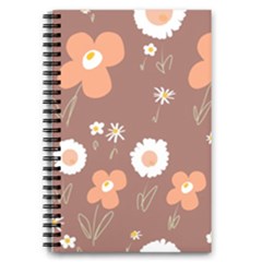 Daisy Flowers Coral White Green Brown  5 5  X 8 5  Notebook by Mazipoodles