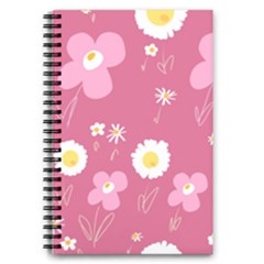 Daisy Flowers Pink White Yellow Dusty Pink 5 5  X 8 5  Notebook by Mazipoodles