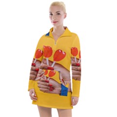 Valentine Day Lolly Candy Heart Women s Long Sleeve Casual Dress by artworkshop