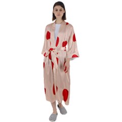 Valentine Day Pattern Logo Heart Maxi Satin Kimono by artworkshop