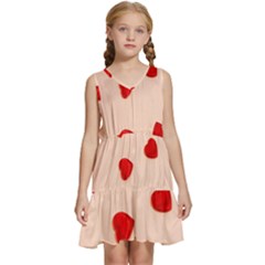 Valentine Day Pattern Logo Heart Kids  Sleeveless Tiered Mini Dress by artworkshop