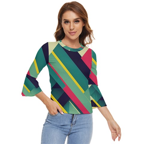 Pattern Abstract Geometric Design Bell Sleeve Top by danenraven