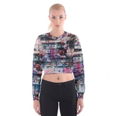 Splattered Paint On Wall Cropped Sweatshirt by artworkshop