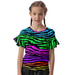 Colorful Zebra Kids  Cut Out Flutter Sleeves by Angelandspot