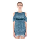 White And Blue Brick Wall Shoulder Cutout One Piece Dress View1