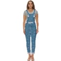 White And Blue Brick Wall Women s Pinafore Overalls Jumpsuit View1