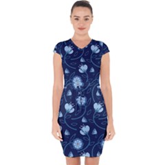 Flower Capsleeve Drawstring Dress  by zappwaits