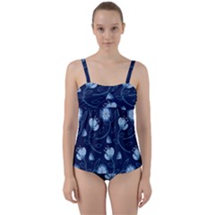 Flower Twist Front Tankini Set by zappwaits