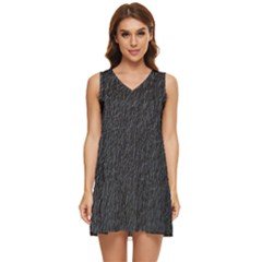 Black Wall Texture Tiered Sleeveless Mini Dress by artworkshop