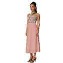 Flower peach blossom Sleeveless Cross Front Cocktail Midi Chiffon Dress View2