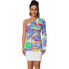 Abstact Pattern T- Shirt Abstact Pattern T- Shirt Long Sleeve One Shoulder Mini Dress by maxcute