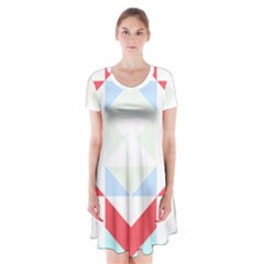 Abstract Pattern T- Shirt Hourglass Pattern  Urban Tones Abstract  Blue And Red  Soft Furnishings 4 Short Sleeve V-neck Flare Dress by maxcute