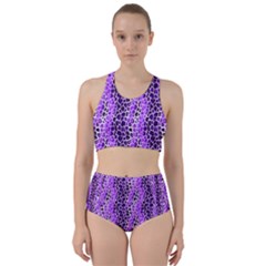 Purple Leopard  Racer Back Bikini Set by DinkovaArt