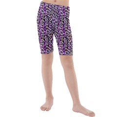 Leopard Kids  Mid Length Swim Shorts by DinkovaArt