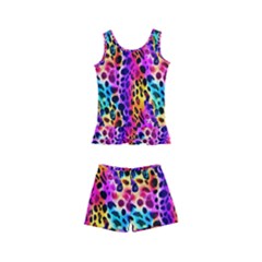 Rainbow Leopard Kids  Boyleg Swimsuit by DinkovaArt