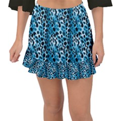 Blue Leopard Fishtail Mini Chiffon Skirt by DinkovaArt