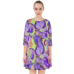 Purple Leaves Smock Dress by DinkovaArt