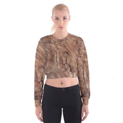 Brown Close Up Hd Wallpaper Surface Cropped Sweatshirt by artworkshop