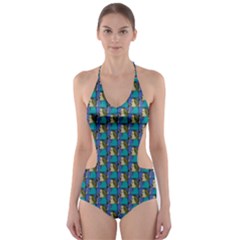 Evita Pop Art Style Graphic Motif Pattern Cut-out One Piece Swimsuit by dflcprintsclothing