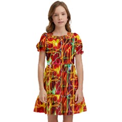 Design Art Pattern Kids  Puff Sleeved Dress by artworkshop