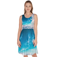 Landscape Sky Clouds Hd Wallpaper Knee Length Skater Dress With Pockets by artworkshop