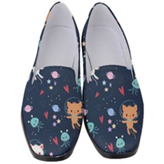 Cute-astronaut-cat-with-star-galaxy-elements-seamless-pattern Women s Classic Loafer Heels by Vaneshart