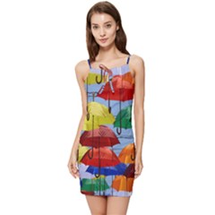 Umbrellas Colourful Summer Tie Front Dress by artworkshop