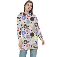 Donuts! Women s Long Oversized Pullover Hoodie by fructosebat