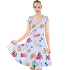 Fruit! Cap Sleeve Front Wrap Midi Dress by fructosebat