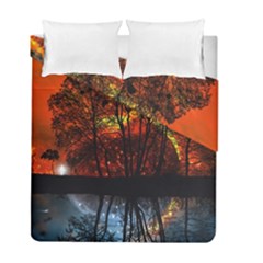 Space Nature Fantasy Trees Duvet Cover Double Side (full/ Double Size) by Ravend